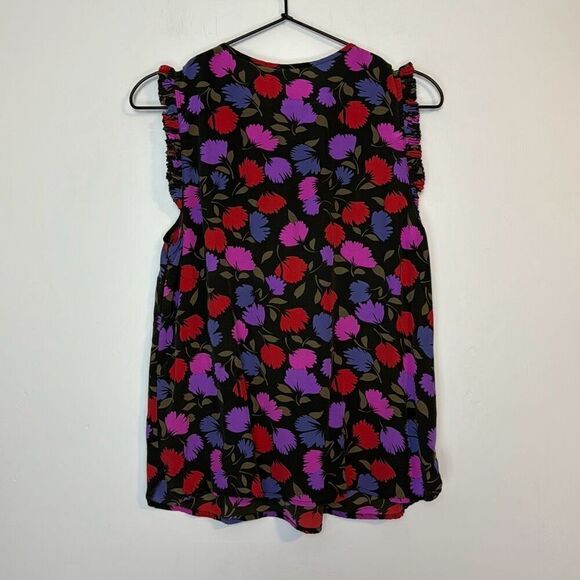 J. Crew Silk Floral Ruffle Detail Sleeveless Blouse 10 - Picture 3 of 6